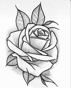 a black and white drawing of a rose