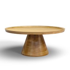 a round wooden table with two legs on the top and one leg raised to the side