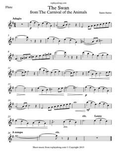 the swan from the carnival of the animals sheet music