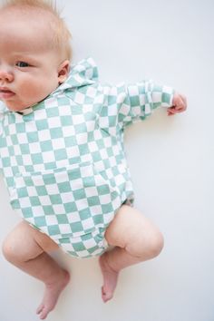 95% cotton 5% spandex Checkered Hoodie, Hoodie Romper, Little One, Rompers, Spandex