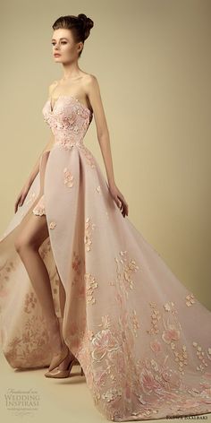 fadwa baalbaki spring 2017 couture strapless a line high low pink gown (6) mv train -- Fadwa Baalbaki Spring 2017 Couture Dresses Pink Gown Elegant, Spring Gown, Gown Elegant, Pink Gown, Pink Gowns, Wedding Dress Couture, Couture Wedding