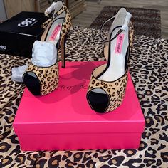 Betsey Johnson Cheetah Print Heels Size: 6.5 Brand New Never Worn 6 Inch Heels Leopard Print Round Toe Heels For Evening, Chic Leopard Print Heels For Night Out, Leopard Print High Heels For Night Out, Chic Leopard Print Heels With Heel Strap, Leopard Print High Heels For Party, Betsey Johnson Heels, Party Platform Heels In Leopard Print, Leopard Print Heels With Heel Strap, Betsey Johnson Cady Boots