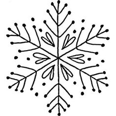 a snowflake that has been drawn in black and white with dots on it