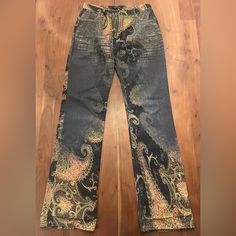 Roberto Cavalli Jeans Maine Line Paisley Pants Size Xs Robert Cavalli, Cavalli Jeans, Cute Online Clothing Stores, Cowboy Pants, Paisley Pants, Leopard Print Pants, Concept Clothing, Fits Clothes, Pants Vintage