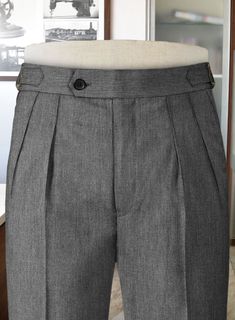 If you want to set yourself apart from your peers while leaving a lasting impression on those whom you encounter, choose our Frosted Mid Gray Terry Rayon Highland Trousers. Made from rayon and polyester fibers, the gray trousers look and feel like wool, featuring a soft and supple texture that resembles its counterpart. Best of both worlds, our gray trousers are strong and comfortable enough to keep you going during busy schedule.    Look Includes    Frosted     Mid     Gray     Terry     Rayon Green Linen Trousers, Blue Tweed Jacket, Black Tuxedo Suit, Gray Trousers, Grey Wool Suit, Fabric Cross, Casual Office Wear, Scottish Fashion, Johnny Collar