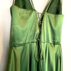 Only Worn Once! Never Been Altered. Gorgeous Green Color. Green Sleeveless Dress With Lace-up Back, Sleeveless Green Dress With Lace-up Back, Green Prom Dress With Lace-up Back, Green Lace-up Back Evening Dress, Green Lace-up Back Dress For Evening, Green Evening Dress With Lace-up Back, Green A-line Maxi Dress For Night Out, Green Tie-back Midi Dress For Night Out, Green Tie Back Dress For Night Out