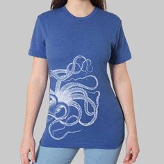 Womens Unisex Tri Blend Shirt - Octopus T Shirts // Plus Size Tees, Loose Fit Tee, Screenprint Tee, Sublimation Print Ring-spun Cotton Crew Neck Tops, Blue Tri-blend T-shirt With Screen Print, Blue Band Merch Shirt With Screen Print, Tri-blend Crew Neck T-shirt With Screen Print, Short Sleeve Tops With Sublimation Print In Ring-spun Cotton, Short Sleeve Ring-spun Cotton Top With Sublimation Print, Unisex Crew Neck Shirt With Front Print, Unisex Screen Print Crew Neck T-shirt, Crew Neck T-shirt With Screen Print In Ring-spun Cotton