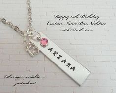 13th Birthday Necklace Gift for Girl Turning 13 Handstamped Teen Party Favors 13th Birthday, Thirteenth Birthday Shirts, 13 And Fabulous Birthday, 13th Birthday Invitations Zazzle, Officially 13 Teenager Shirt, Hip Jewelry, 13th Birthday Gifts, Happy 13th Birthday, Birthday Necklace Gift