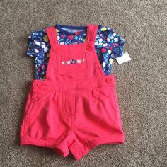 Adorable Shirt And Overall Set. Carters Size 3 Month Red Tops For Spring Playtime, Girls Shirt, Cute Shirts, Matching Sets, Pink Red, Shirts For Girls, Kids Shop, Overalls, Red