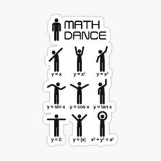 a sticker with the words math dance written in different languages and symbols on it