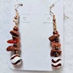 J41 Handmade Dangle Earrings With Goldstone And Madagascar Carnelian This Is A Listing For A Live Show. Please Watch The Live Show For More Information. Carnelian Dangle Earrings With Natural Stones, Carnelian Drop Earrings With Natural Stones, Carnelian Natural Stones Dangle Earrings, Carnelian Natural Stone Drop Earrings, Carnelian Dangle Jewelry With Matching Earrings, Adjustable Carnelian Dangle Earrings, Adjustable Carnelian Earrings With Natural Stones, Orange Dangle Earrings With Natural Stones, Dangle Earrings With Natural Agate Stones