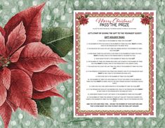 a christmas card with poinsettis on it