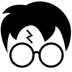 a black and white image of harry potter glasses with a lightning bolt in the middle