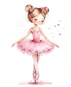 a watercolor painting of a ballerina girl