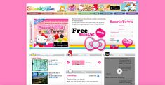 the website for hello kitty is displayed on a pink background