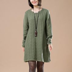 Green oversize new sweaters spring dresses knitted - Omychic Dresses Knitted, Floral Dresses With Sleeves, Pretty Floral Dress, Oversize Sweater, Stylish Pants, Spring Sweater, Casual Cardigans, Jeans Leggings, Sweater Dress Women