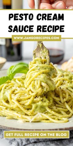 pesto cream sauce recipe on the blog