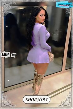 Mesh Patchwork Long Sleeve Zipper Tops & Bodycon Shorts Fitted Solid Color Bottoms For Club, Fitted Solid Color Club Bottoms, Purple Stretch Bottoms For Club, Stretch Purple Bottoms For Club, Stretch Purple Club Bottoms, Fitted Purple Bottoms For Club, Zipper Top, High Fashion, Mesh