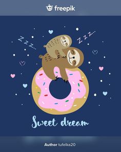 two slotty bears cuddle on top of a donut that says sweet dream