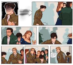 an image of a comic strip with two people talking to each other and one man in uniform