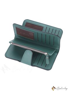 BirdinBag - Womens Long Zipper PU Leather Wallet: Fashionable Card Holder and Purse Green Bifold Coin Purse With Zipper Closure, Green Wallet With Zipper Closure For Everyday Use, Green Wallet With Zipper Pocket For Everyday Use, Green Clutch With Zipper Closure, Green Coin Purse With Zipper, Bifold Clutch With Zipper Closure For Daily Use, Green Wallet With Zipper Pocket For Daily Use, Green Rectangular Coin Purse With Zipper Closure, Green Coin Purse With Zipper Closure For Daily Use