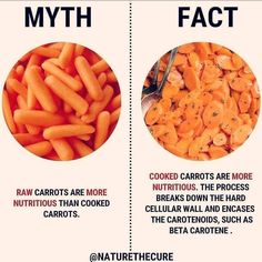 Carrot Myth Busted! Cooked carrot are more nutritious and have more health benefits! . Follow us for daily advice . Visit www.blinklift.com for articles about health and fitness 💪 Carrot Benefits, Nutritional Cleansing, Raw Carrots, Cooked Carrots, Ketogenic Diet Meal Plan, Healthy Eating Habits, New Energy, Health Facts