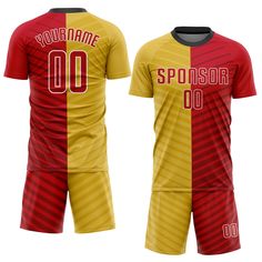 a yellow and red soccer jersey with the number 00 on it