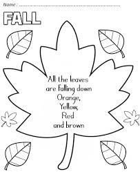 fall coloring page with leaves and words