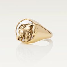 Our Elephant Ring from the Elephant Collection is crafted from 14K Gold Vermeil with a White Jasper Gemstone inlay and diamonds for the eyes. The Elephant symbolizes wisdom, strength and compassion and White Jasper brings joy, alleviates stress and promotes tranquility. Designed in our New York City workshop, the Elephant Ring is bold, elegant, durable and made for daily use. ____ Material: 14K Gold, Sterling Silver, Diamonds & White Jasper GemstoneDimensions: 15mm Flat FaceStyle: Unisex White Jasper, Elephant Ring, Brings Joy, Jasper Gemstone, Diamond White, Gold Vermeil, Natural Gemstones, Solid Gold, 18k Gold