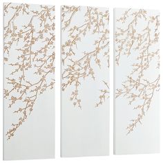 Cyan - 07518 - Wall Art - Cherry Blossom - White And Gold Cherry Blossom Wall Art, Cream Art, House Tips, Space Wall Art, Bedroom Idea, Gold Wall Art, Cyan Design, Roller Shades, Online Wall Art