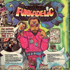 an advertisement for funkyadelic featuring a man in pink