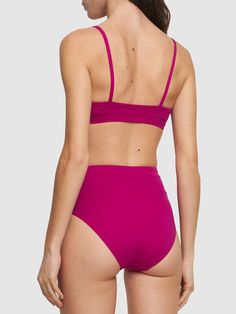 Elastic waistband. Model is wearing a size38 Pink Fitted Cropped Swimwear, Fitted Cropped Beachwear Bottoms, Versace Brand, Flat Espadrilles, Swim Accessories, Jeans Jumpsuit, Heeled Loafers, Shearling Jacket, Ski Wear