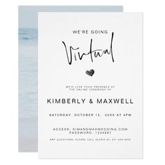 a wedding card with the words we're going virtual on it and a heart