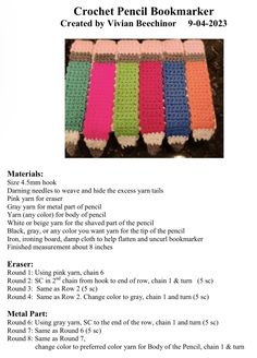 the instructions for crochet pencil bookmarks