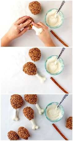 the process to make homemade cookies is shown in three different pictures, including one being creamed