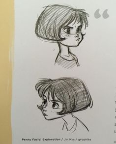 some drawings of people with short hair and one has an apple logo on the back