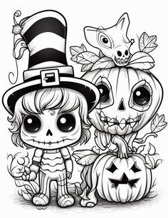 halloween coloring pages for adults and kids with cute pumpkins, jack - o'- lantern