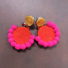 Unique Jewelry By A Venezuelan Designer, Handmade By Artisans Using Products From Colombia, Venezuela, & Mexico Handmade Pink Clip-on Earrings For Gift, Handmade Pink Clip-on Earrings For Party, Magenta Jewelry, Magenta Pink, Clay Ideas, Orange Pink, Pink Orange, Color Orange, Circus