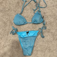 Tags And Liner Removed, Never Worn Triangle Top Tie Side Bottom Size L Top And Bottom Light Blue Stretch Swimwear For Party, Kylie Swim, Kendall Kylie, Triangle Top, Kendall + Kylie, Womens Swim, Color Blue, Swimming, Tags