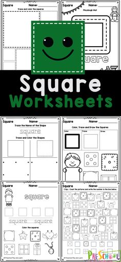 square worksheets for kids to help them learn how to make shapes and numbers