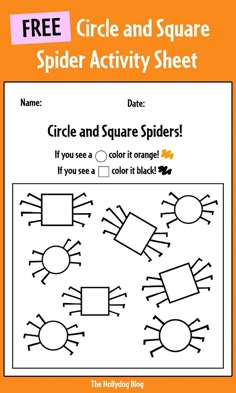 the free printable spider and square activity sheet