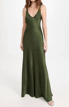 Free shipping and easy returns on L'Agence Clea Scoop Neck Slip Dress In Dark Moss. Who doesn't love a good maxi dress? This one you'll be reaching for season after season.Lightwei Moss Dress, Dark Green Bridesmaid Dress, Column Dress, Silk Gown, Maxi Slip Dress, Satin Gown, Silk Maxi Dress, Satin Maxi Dress, Silk Charmeuse