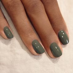 A green Green Flash™ () gel polish with grey undertones. Camouflaged among the grey, our Khaki shade is here to stay. Khaki Nails, Green Nail Polish, Green Nail, Casual Nails, Neutral Nails, Manicure Y Pedicure, Classy Nails, Chic Nails, Green Nails