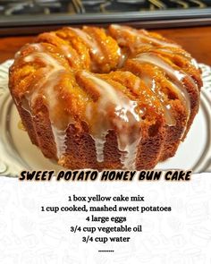 a cake with icing sitting on top of a white plate