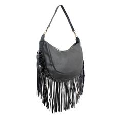 Purse Black Round Fringe Hobo Bag for Women Black Hobo Bag With Fringe For Daily Use, Black Fringe Hobo Bag For Daily Use, Black Fringe Bag For Shopping, Black Rectangular Bag With Fringe, Black Fringe Hobo Bag For Everyday, Black Fringe Shoulder Bag For Daily Use, Black Fringe Shoulder Bag For Shopping, Black Fringe Shoulder Bag For Travel, Black Fringe Crossbody Bag