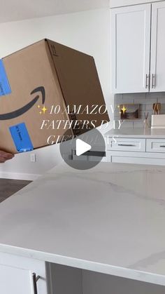 an amazon box on top of a kitchen counter