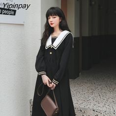 Shipping: Worldwide Express Shipping AvailableDelivery time: 🚚7-15Days Fast ShippingReturns: Fast refund,💯100% Money Back Guarantee.Brand Name: NoEnName_NullSleeve Style: RegularPattern Type: PatchworkSilhouette: A-LINENeckline: Sailor CollarDecoration: NONEStyle: Japan StyleDresses Length: Mid-CalfMaterial: PolyesterOrigin: Mainland ChinaWaistline: empireSleeve Length(cm): FullModel Number: BY-96-40Gender: WOMEN Japanese Preppy, Black Collared Dress, Single Dress, Japanese Dress, Sailor Dress, Estilo Preppy, Long Sleeve Dresses, Sailor Collar, Patchwork Dress