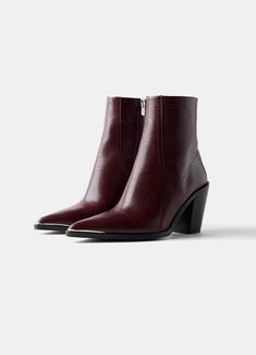 MINT Elevated Luxury | Mint Velvet Oxblood Leather, Black Block Heels, Party Heels, Boot Accessories, Tailored Trousers, Boot Shop, Leather Ankle Boots, New Shoes