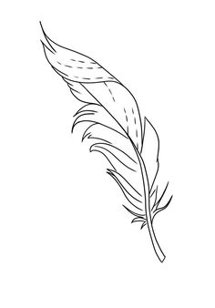 a black and white drawing of a feather