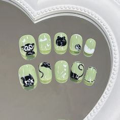 Cute Animal Nails, Nail Cat, Cherry Blossom Nails, Halloween Nails Easy, Anime Earrings, Makeup Brushes Guide, Nail Box, Animal Nails